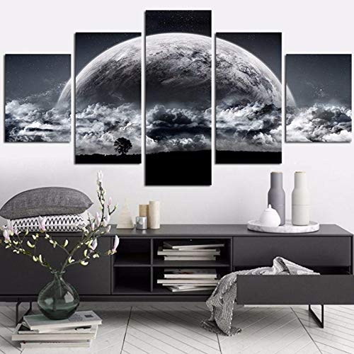 OHHCO Leinwanddrucke Leinwandbild Home Decoration Mai Licht In Den Wolken Meer Malerei Planeten Wandkunst Baum Schatten Poster