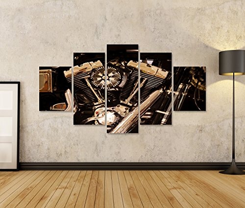 islandburner Bild Bilder auf Leinwand Motorrad-Motor Harley V2 Wandbild Leinwandbild Poster CZN