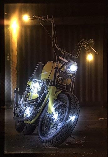 Samarkand-Lights LED-Bild mit Beleuchtung LED- Bilder Leinwandbild 65 x 45 cm Leuchtbild Motorrad Wandbild