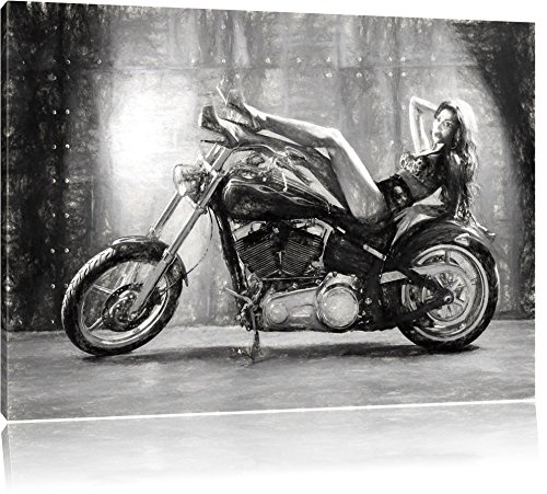 Pixxprint Motorrad 80x60cm Leinwandbild Wandbild Kunstdruck