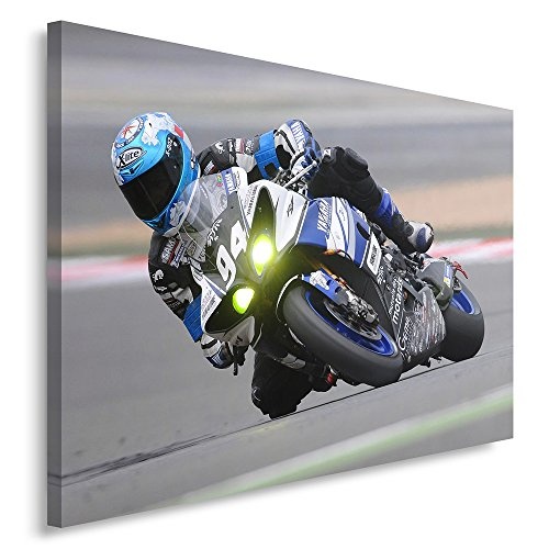 Feeby. Wandbild - 1 Teilig - 50x70 cm, Leinwand Bild Leinwandbilder Bilder Wandbilder Kunstdruck, MOTORRAD, YAMAHA, SPORT, BLAU, GRAU