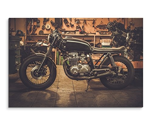 Fotoleinwand 120x80cm Kunstbilder - Vintage Motorrad in der Garage