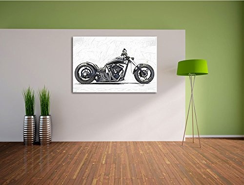 Pixxprint Motorrad grau Carbonoptik 100x70cm Leinwandbild Wandbild Kunstdruck