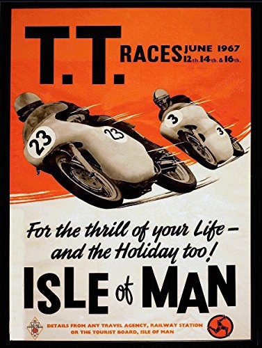 Motorrad-Nostalgie-Blechschild/Reklameschild, „TT Races Isle of Man“, Geschenkidee