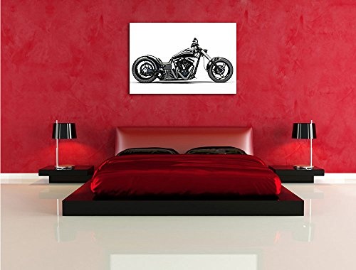 Pixxprint Wunderschönes Kult Motorrad 120x80cm Leinwandbild Wandbild Kunstdruck