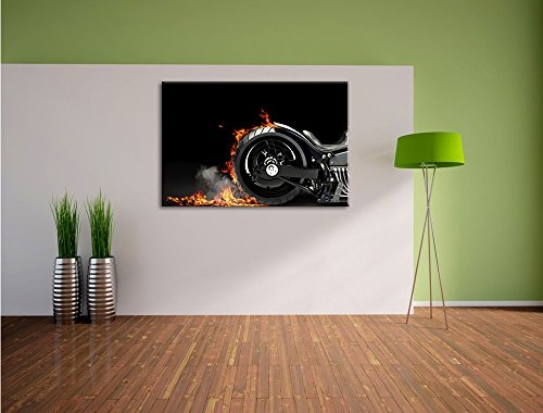 Pixxprint Motorrad Reifen 120x80cm Leinwandbild Wandbild Kunstdruck