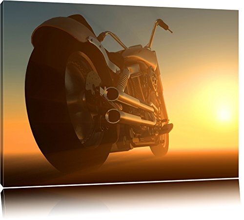 Pixxprint Edles Motorrad beim Sonnenuntergang 80x60cm...