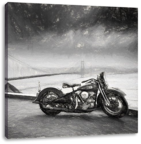 Pixxprint Motorrad 60x60cm Leinwandbild Wandbild Kunstdruck