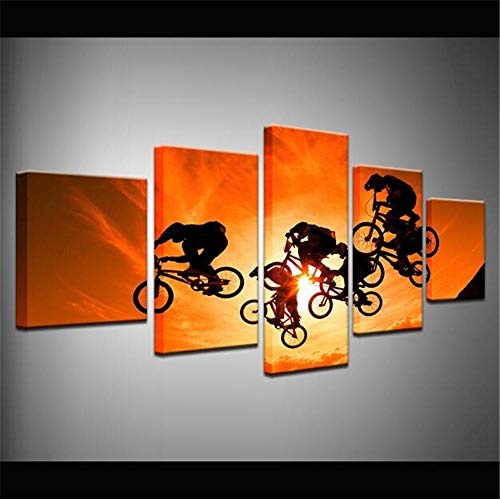 WLHZNB Leinwanddrucke 5 Stück Canvasprint BMX Motorrad Motocross Hd Poster Und Drucke Leinwandbilder Malerei Abstrakte Leinwand (Größe 2) Ohne Rahmen