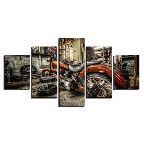 Neyouyou Bilder 150X80cm - Leinwandbilder - Fertig Aufgespannt - Vlies Leinwand - 5 Teilig - Wandbilder- Kunstdrucke - Wandbild - Motorrad,B,150X80cm