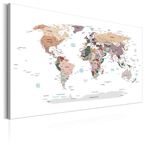 murando - Weltkarte Pinnwand 120x80 cm Bilder mit Kork Rückwand 1 Teilig Vlies Leinwandbild Korktafel Fertig Aufgespannt Wandbilder XXL Kunstdrucke Landkarte k-B-0010-p-c