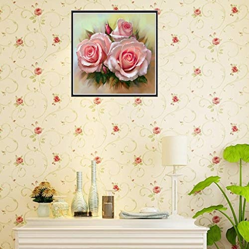 VNEIRW DIY 5D Diamant Painting Kreuzstich Strass Stickerei, Bild auf Leinwand, Leinwandbilder, Gänseblümchen Rose Liebe Wandbild, Wohnzimmer Kunstdrucke (E)