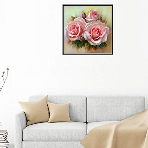 VNEIRW DIY 5D Diamant Painting Kreuzstich Strass Stickerei, Bild auf Leinwand, Leinwandbilder, Gänseblümchen Rose Liebe Wandbild, Wohnzimmer Kunstdrucke (E)