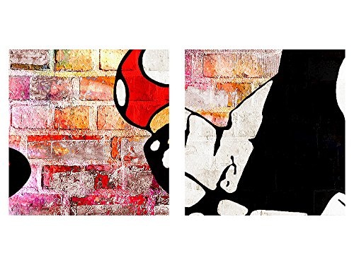 Bilder Mario and Cop Banksy Wandbild 120 x 80 cm Vlies - Leinwand Bild XXL Format Wandbilder Wohnzimmer Wohnung Deko Fertig zum Aufhängen 303031c
