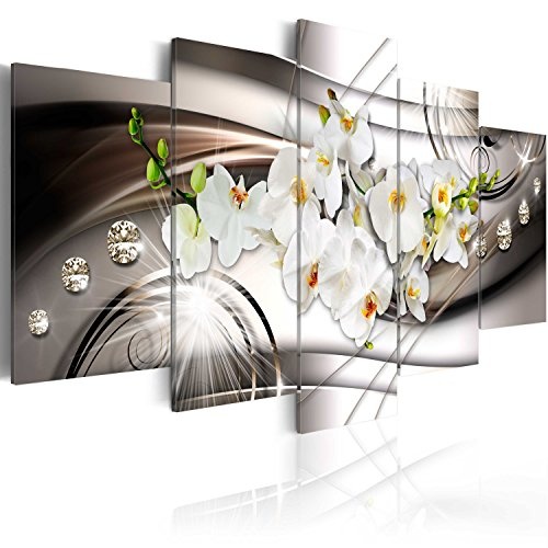 murando - Bilder 200x100 cm Vlies Leinwandbild 5 TLG Kunstdruck modern Wandbilder XXL Wanddekoration Design Wand Bild - Blumen Orchidee Diamant b-A-0238-b-n