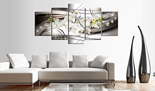 murando - Bilder 200x100 cm Vlies Leinwandbild 5 TLG Kunstdruck modern Wandbilder XXL Wanddekoration Design Wand Bild - Blumen Orchidee Diamant b-A-0238-b-n