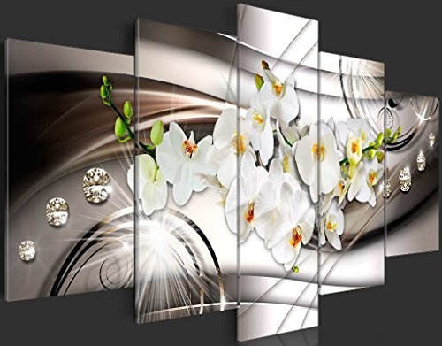 murando - Bilder 200x100 cm Vlies Leinwandbild 5 TLG Kunstdruck modern Wandbilder XXL Wanddekoration Design Wand Bild - Blumen Orchidee Diamant b-A-0238-b-n