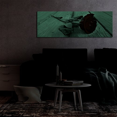 murando Bilder nachtleuchtend 135x45 cm Tag & Nacht Wandbilder 3D nachtleuchtende Farben Kunstdruck Vlies Leinwand XXL Fertig Aufgespannt Blumen Rose rot grau b-B-0026-ag-a
