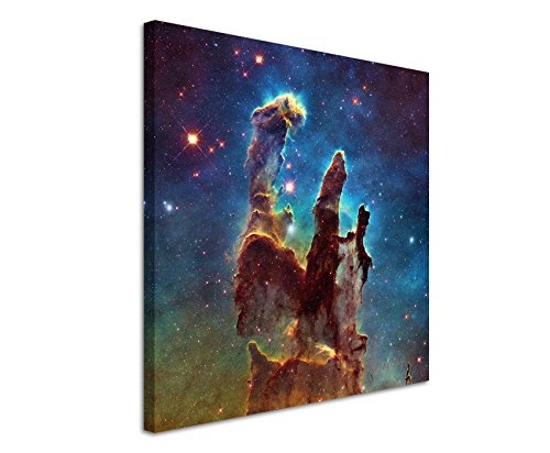 Quadratische Fotoleinwand 90x90cm Künstlerische Fotografie – Leuchtende Galaxie auf Leinwand exklusives Wandbild moderne Fotografie für ihre Wand in vielen Größen