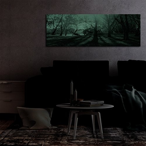 murando Bilder nachtleuchtend 135x45 cm Tag & Nacht Wandbilder 3D nachtleuchtende Farben Kunstdruck Vlies Leinwand XXL Fertig Aufgespannt Wald c-B-0053-ag-a