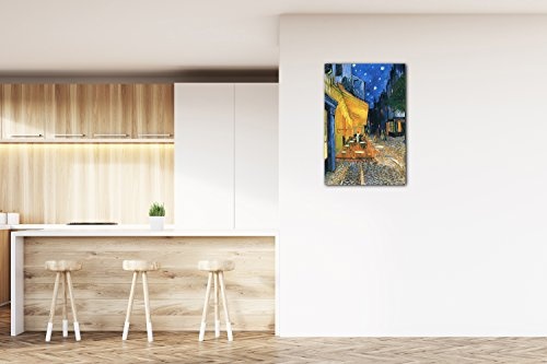 Printed Paintings Leinwand (70x100cm): Vincent Van Gogh - Nachtcafé/Nachts vor dem Café an der Pl