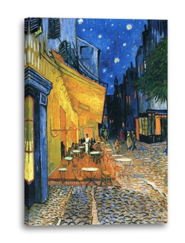 Printed Paintings Leinwand (70x100cm): Vincent Van Gogh - Nachtcafé/Nachts vor dem Café an der Pl