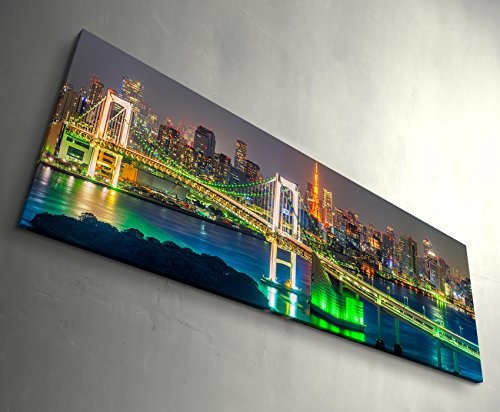 Skyline Tokyo mit Tokyo Tower - Panoramabild auf Leinwand in 150x50cm