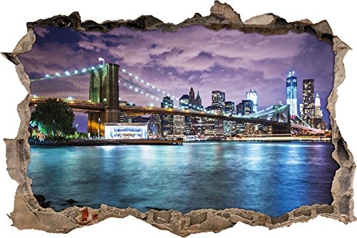 Pixxprint 3D_WD_2626_92x62 Skyline New York bei Nacht...