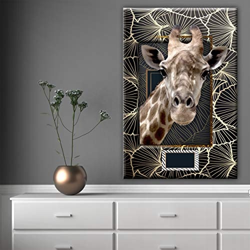 decomonkey Bilder Giraffe 60x90 cm 1 Teilig Leinwandbilder Bild auf Leinwand Wandbild Kunstdruck Wanddeko Wand Wohnzimmer Wanddekoration Deko Tiere Afrika