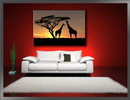 bestpricepictures 120 x 80 cm Bild auf Leinwand Afrika Giraffe 5034-SCT deutsche Marke und Lager - Die Bilder/das Wandbild/der Kunstdruck ist fertig gerahmt