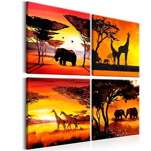 decomonkey Bilder Afrika 40x40 cm 4 Teilig Leinwandbilder...