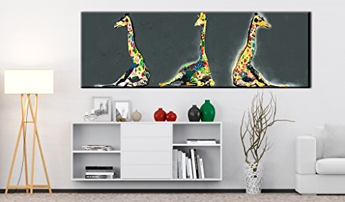 murando - Bilder 135x45 cm Vlies Leinwandbild 1 TLG Kunstdruck modern Wandbilder XXL Wanddekoration Design Wand Bild - Tier Giraffe - wie gemalt g-A-0116-b-a