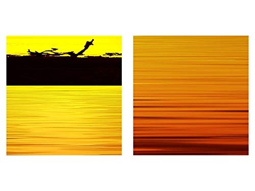 Bilder Afrika Sonnenuntergang Wandbild 150 x 60 cm Vlies - Leinwand Bild XXL Format Wandbilder Wohnzimmer Wohnung Deko Kunstdrucke Orang 4 Teilig - MADE IN GERMANY - Fertig zum Aufhängen 000245a