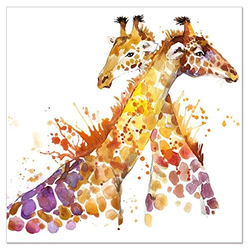 YISUMEI 40x60 cm Poster oder Leinwand-Bild gespannt Keilrahmen Malerei Canvas Gemälde Abstraktes Giraffen Aquarell