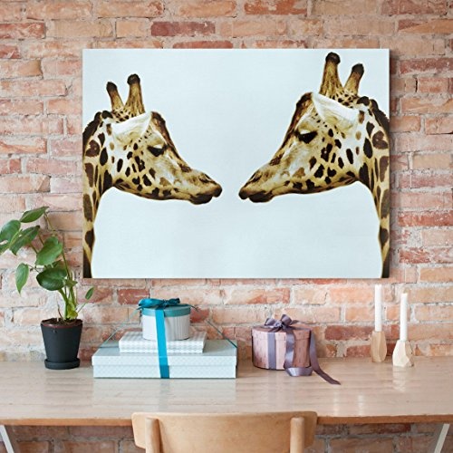 Bilderwelten Leinwandbild - Giraffes in Love - Quer 3:4, 90cm x 120cm