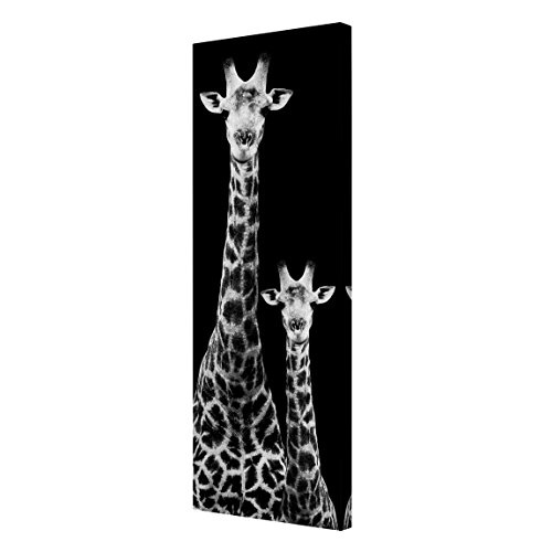 Bilderwelten Leinwandbild - Giraffen Duo schwarz-weiß - Panoramabild Hoch, 180cm x 60cm