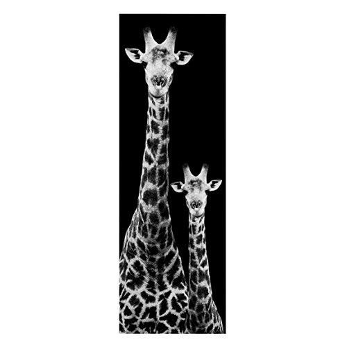 Bilderwelten Leinwandbild - Giraffen Duo schwarz-weiß - Panoramabild Hoch, 180cm x 60cm