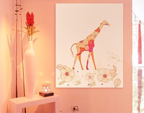 Canvas Art Floral Giraffe Leinwandbilder, Leinwandbild,...