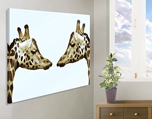 Leinwandbild Giraffes In Love Giraffen Küssen Familie Liebe Afrika, Leinwand, Leinwandbild XXL, Leinwanddruck, Wandbild