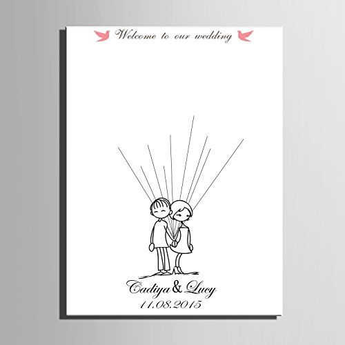 DIY (The Little Lovers Luftballons) personalisierbar Hochzeit Baum Gästebuch Alternative Wunschbaum Fingerabdruck Signature Leinwandbild Baum Hochzeit Geschenk Hochzeit Dekoration Hochzeit Namen (inklusive 12 Tinte Farben), 59cm*80cm/pc