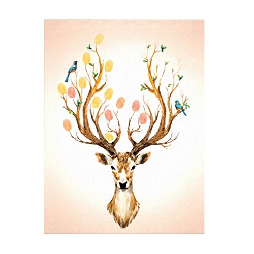 Hochzeits-Fingerabdruck Malerei Nordic Deer Signature-Gästebuch, Wand-Dekor Orange
