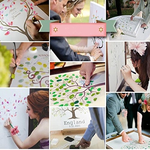 Hochzeit Gästebuch Baum Hochzeit Leinwandbild Wasserdicht Hochzeit Fingerabdruck Gästebuch Geschenk Decor Party Check-In Friends (ohne Karton) 50*70