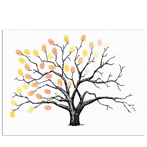 Yosemite Handabdruck-Baum für kreative Hochzeit, Party, Gäste, Signatur-Buch auf Leinwand, Baum, Fingerabdrücke, Malerei Dekoration 30cm x 40cm Orange