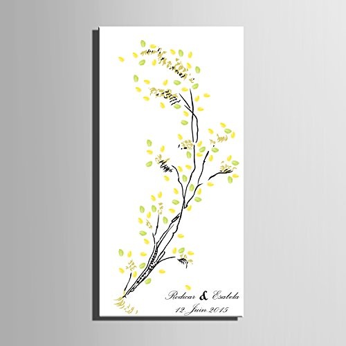 DIY (Reed Gras) personalisierbar Hochzeit Baum Gästebuch Alternative Wunschbaum Fingerabdruck Signature Leinwandbild Baum Hochzeit Geschenk Hochzeit Dekoration Hochzeit Namen (inklusive 12 Tinte Farben) 35cm*50cm/pc