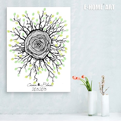 DIY (der Ring der Liebe/Freundschaft) personalisierbar Hochzeit Baum Gästebuch Alternative Wunschbaum Fingerabdruck Signature Leinwandbild Baum Hochzeit Geschenk Hochzeit Dekoration Hochzeit Namen (inklusive 12 Tinte Farben), 59cm*80cm/pc