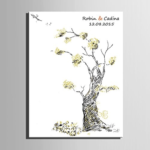 DIY (Freundschaft Baum) personalisierbar Hochzeit Baum Gästebuch Alternative Wunschbaum Fingerabdruck Signature Leinwandbild Baum Hochzeit Geschenk Hochzeit Dekoration Hochzeit Namen (inklusive 12 Tinte Farben), 59cm*80cm/pc