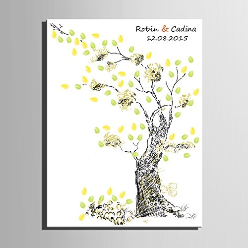 DIY (Freundschaft Baum) personalisierbar Hochzeit Baum Gästebuch Alternative Wunschbaum Fingerabdruck Signature Leinwandbild Baum Hochzeit Geschenk Hochzeit Dekoration Hochzeit Namen (inklusive 12 Tinte Farben), 59cm*80cm/pc