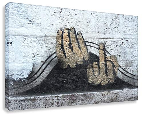 Banksybilder Druck auf leinwand Banksy Graffiti - Bild FUK Finger ! Bild fertig auf Keilrahmen !Kunstdrucke, Wandbilder, Bilder zur Dekoration -Banksy Stree (20x30cm)