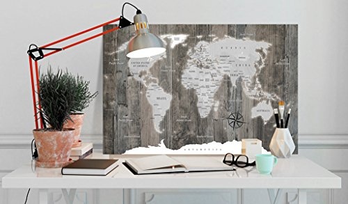 murando - Weltkarte Pinnwand 120x80 cm Bilder mit Kork Rückwand 1 Teilig Vlies Leinwandbild Korktafel Fertig Aufgespannt Wandbilder XXL Kunstdrucke Landkarte k-C-0050-p-c