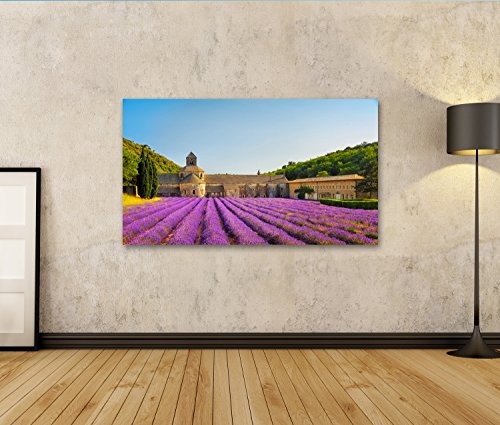 islandburner Bild Bilder auf Leinwand Lavendel in der Provence Kloster Poster, Leinwandbild, Wandbilder